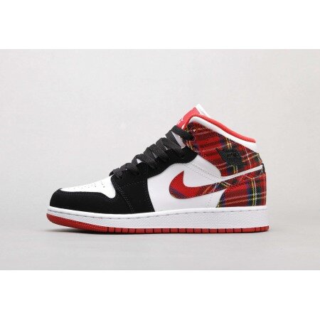 Jordan 1 Mid White Plaid (GS) 554725-607