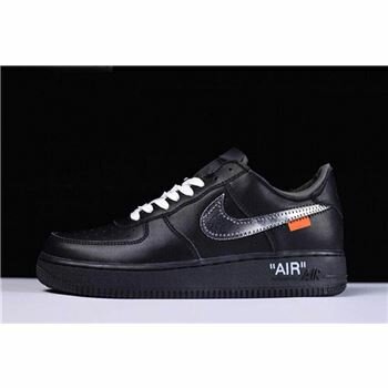 2018 Off-White x MoMA x Nike Air Force 1 Low Black/Metallic Silver Free Shipping