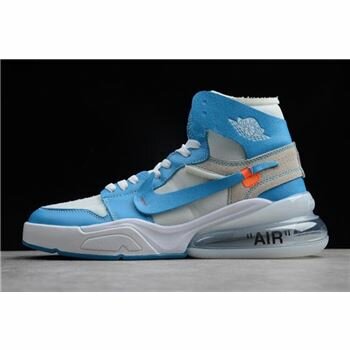 Off-White x Nike Air Force 270 x Air Jordan 1 High UNC White/Dark Powder Blue-Cone