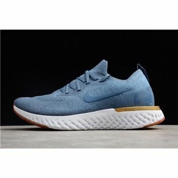 Nike Epic React Flyknit Blue/Metallic Gold-White AQ0067-995 Free Shipping