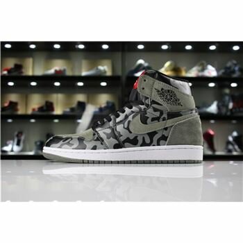 Air Jordan 1 Retro High Premium Shadow Camo Black/Dark Stucco-White AA3993-034