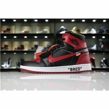 OFF-WHITE x Air Jordan 1 High OG 10X Bred Black/Varsity Red-White AA3834-023