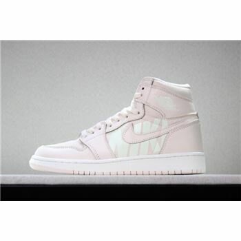 Men's and Women's Off-White x Air Jordan 1 Nike Swoosh Pink White 575441-801