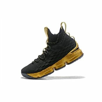 Men's Nike LeBron 15 Black Gold Basketball Shoes On Sale