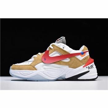 2018 Off-White x Nike M2K Tekno White/Wheat-Red Dad Shoes AO3108-200