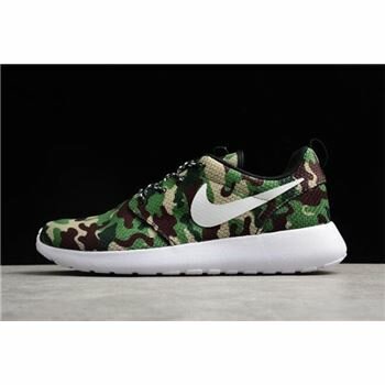 Nike Roshe Run ID White/Camo Green Running Shoes 943711-885