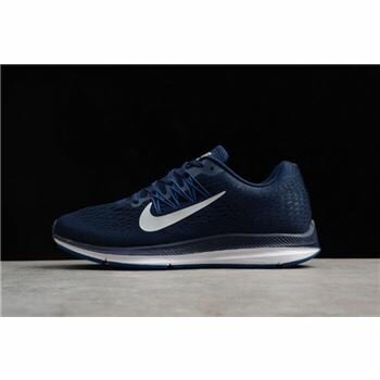 Men's Nike Air Zoom Winflo 5 Midnight Navy/Silver Grey/Gym Blue Running Shoes AA7406-401