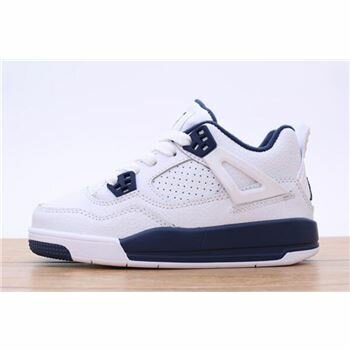 Kid's Air Jordan 4 White/Navy Blue