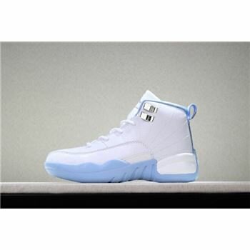 Kid's Air Jordan 12 Melo White/Metallic Gold-University Blue